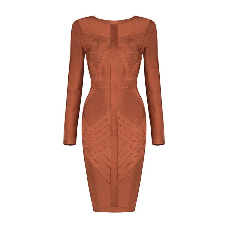 Women's Bandage Dress Long Sleeve O-Neck Sexy Night Celebrity Evening Party Bodycon Dresses Christmas Casual for New Year 2022