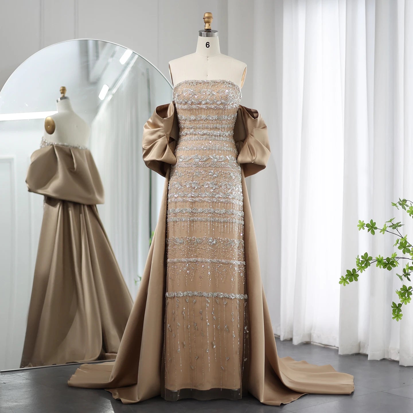 Sharon Said Luxury Dubai Sage Green Evening Dresses with Cape Blue Sky Lilac Elegant Women Wedding Party Gowns SS238 Customized