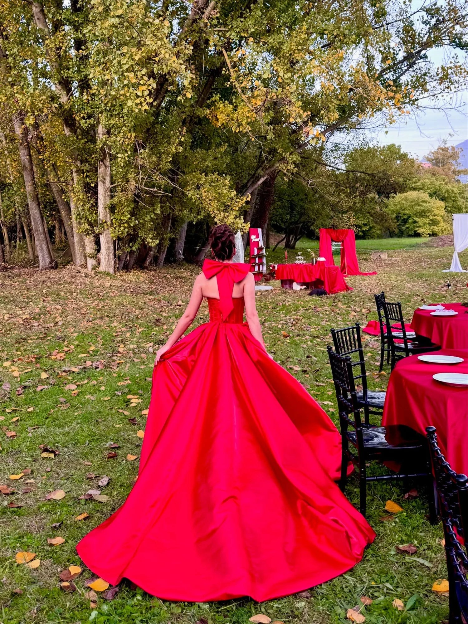 Lucy Red Wedding Dresses for Parties Vestidos De Festa Customized Prom Dress Luxurious Women's Evening Dresses فساتين سهرة Satin