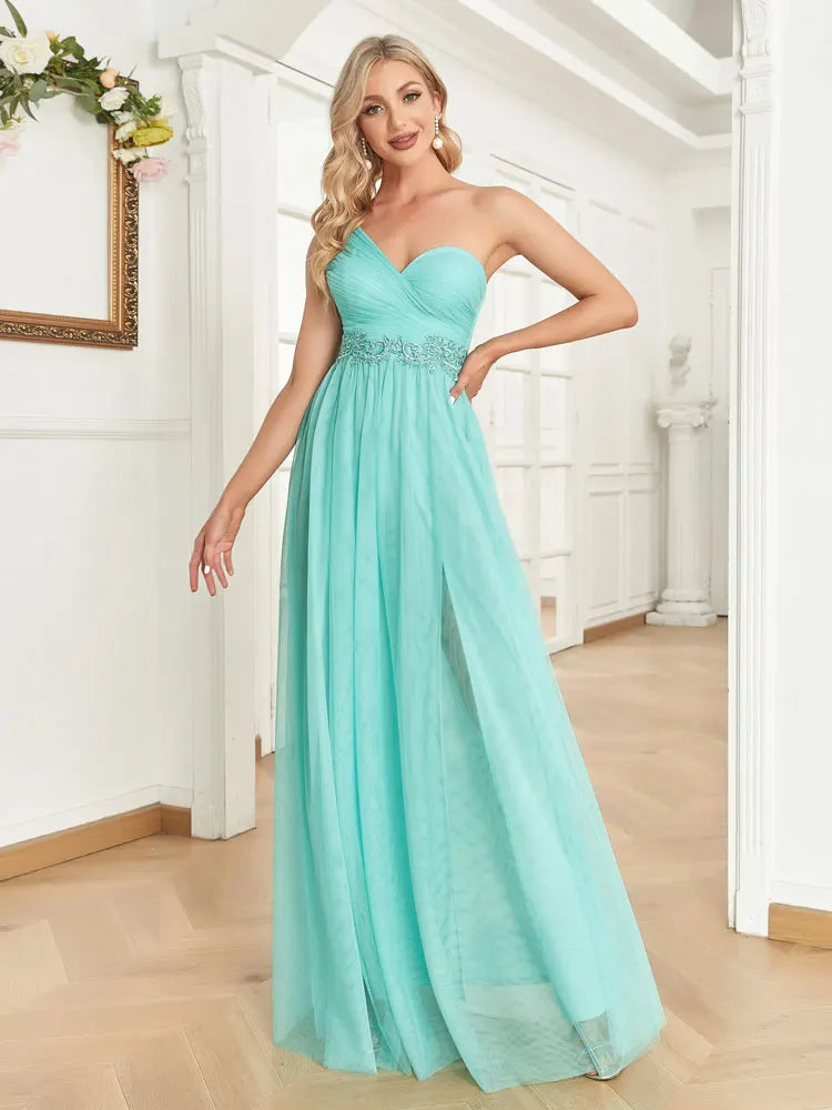 Luxury Slanted shoulder Sequins Tulle Maxi Evening Dresses Waist-cinching mermaid Wedding Party Night Elegant Cocktail Gown