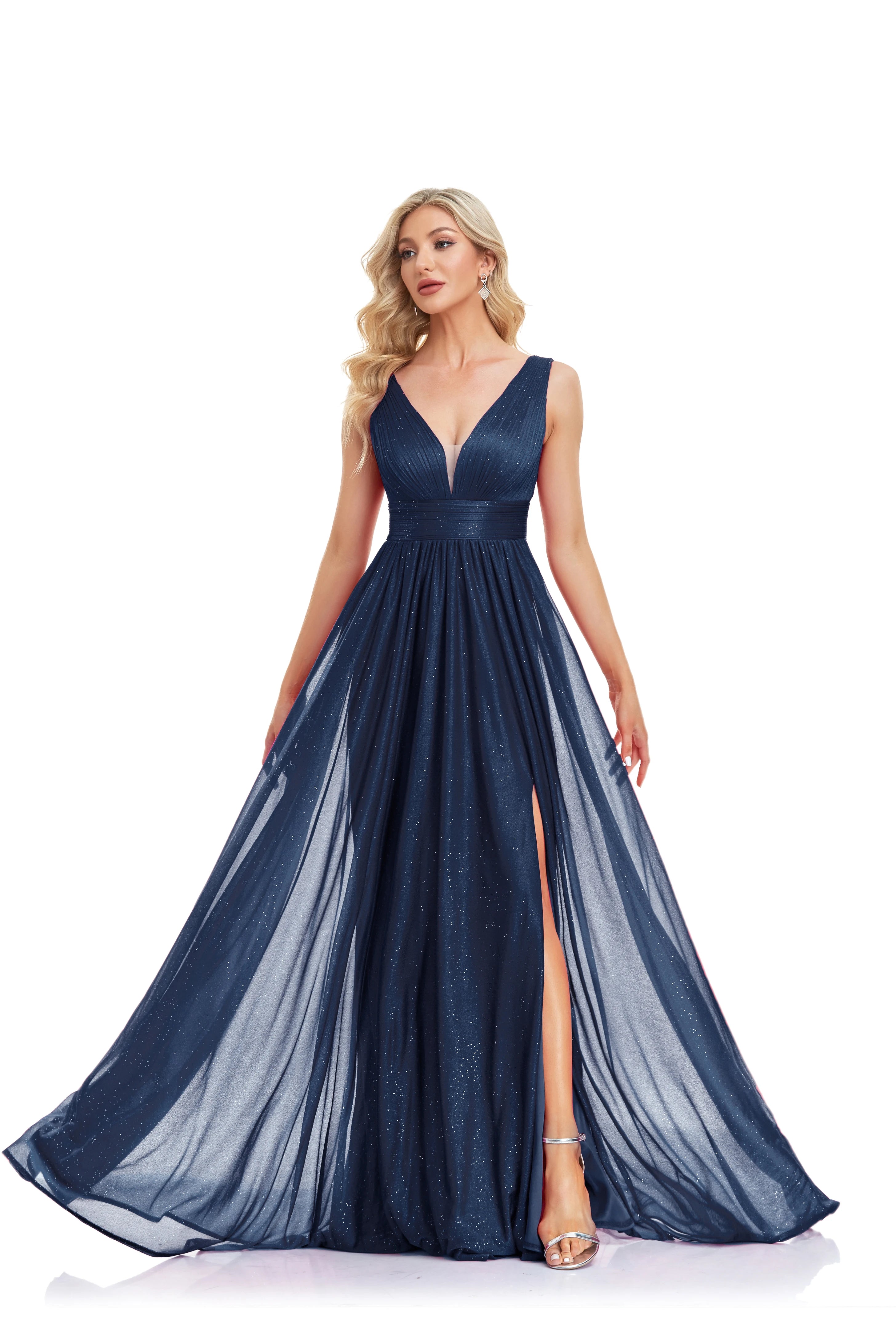 Elegant A-line Evening Dresses Luxury Floor Lenght Backless Formal Deep V-neck Women Caicktail Wedding Party Gowns